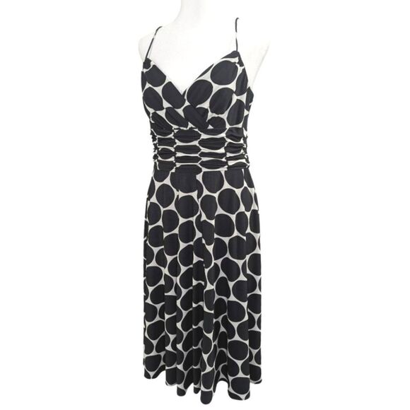 Jones Wear black & white big polka dot spaghetti strap party dress womens 12 - Picture 1 of 10
